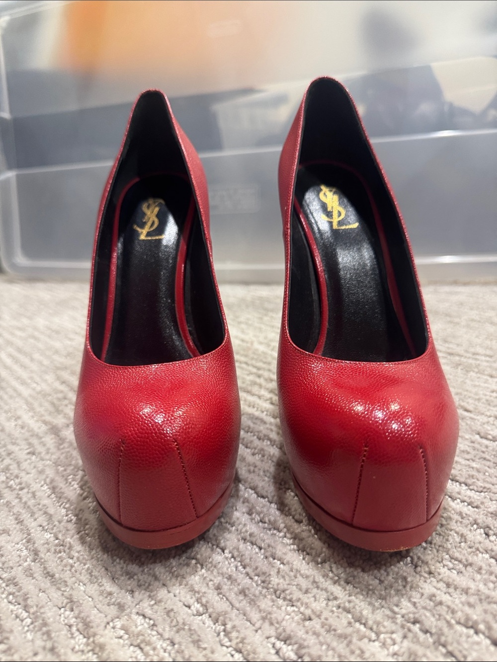 Yves Saint Laurent YSL Tribtoo Red Leather Platform Pumps Size 41 - Picture 5 of 9